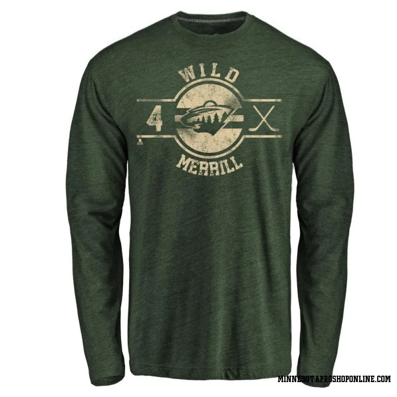 Green Men's Jon Merrill Minnesota Wild Backer Long Sleeve T-Shirt